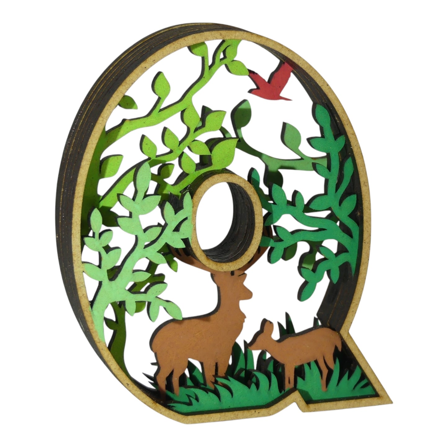 Lettre décorative en 3D avec animaux en découpe et gravure laser fabrication française et artisanale décoration intérieur