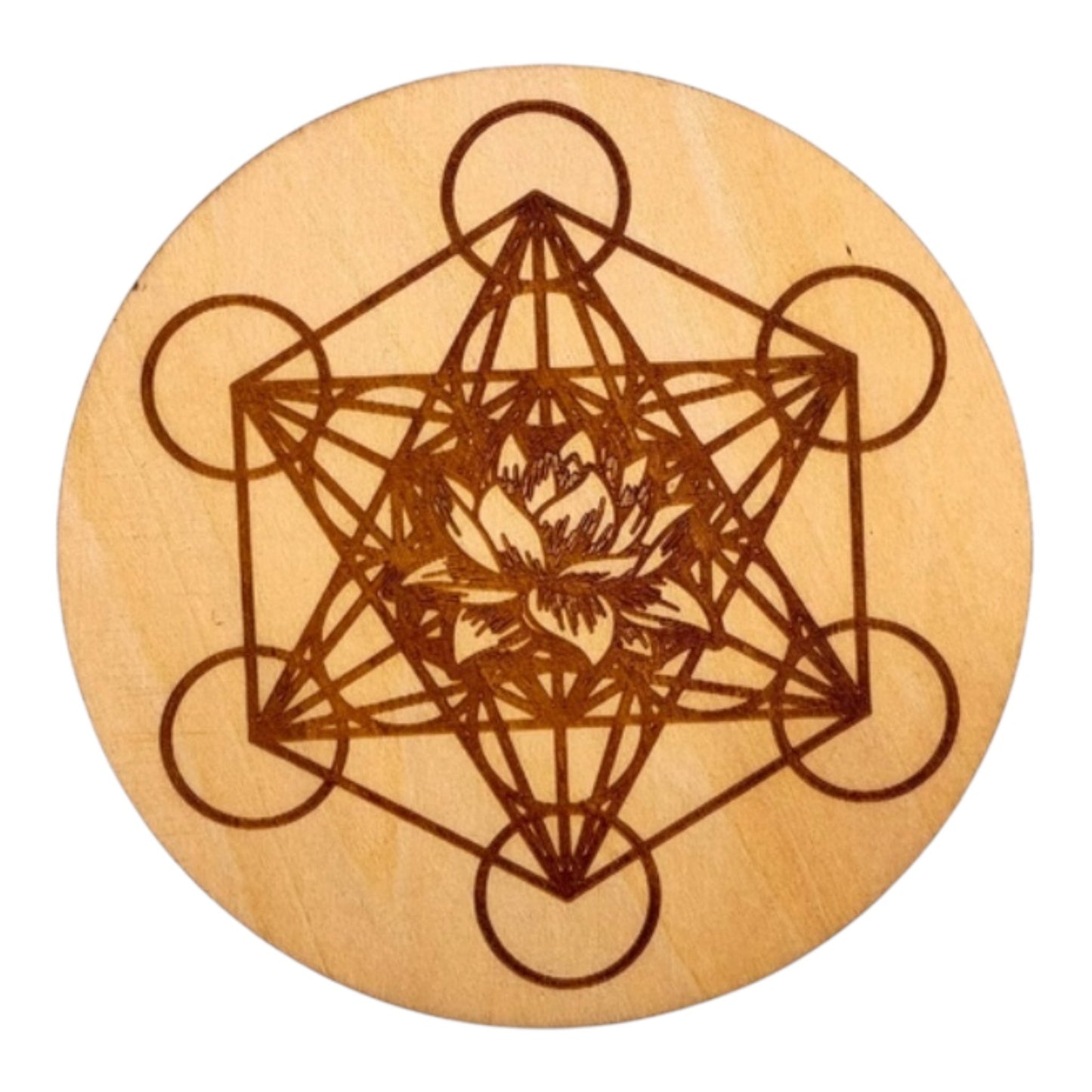Plaque rechargement Métatron Fleur de Lotus fleur de vie , ésotérisme , symbole sacrés, bien être lithothérapie fabrication francaise et artisanale en gravure et découpe laser