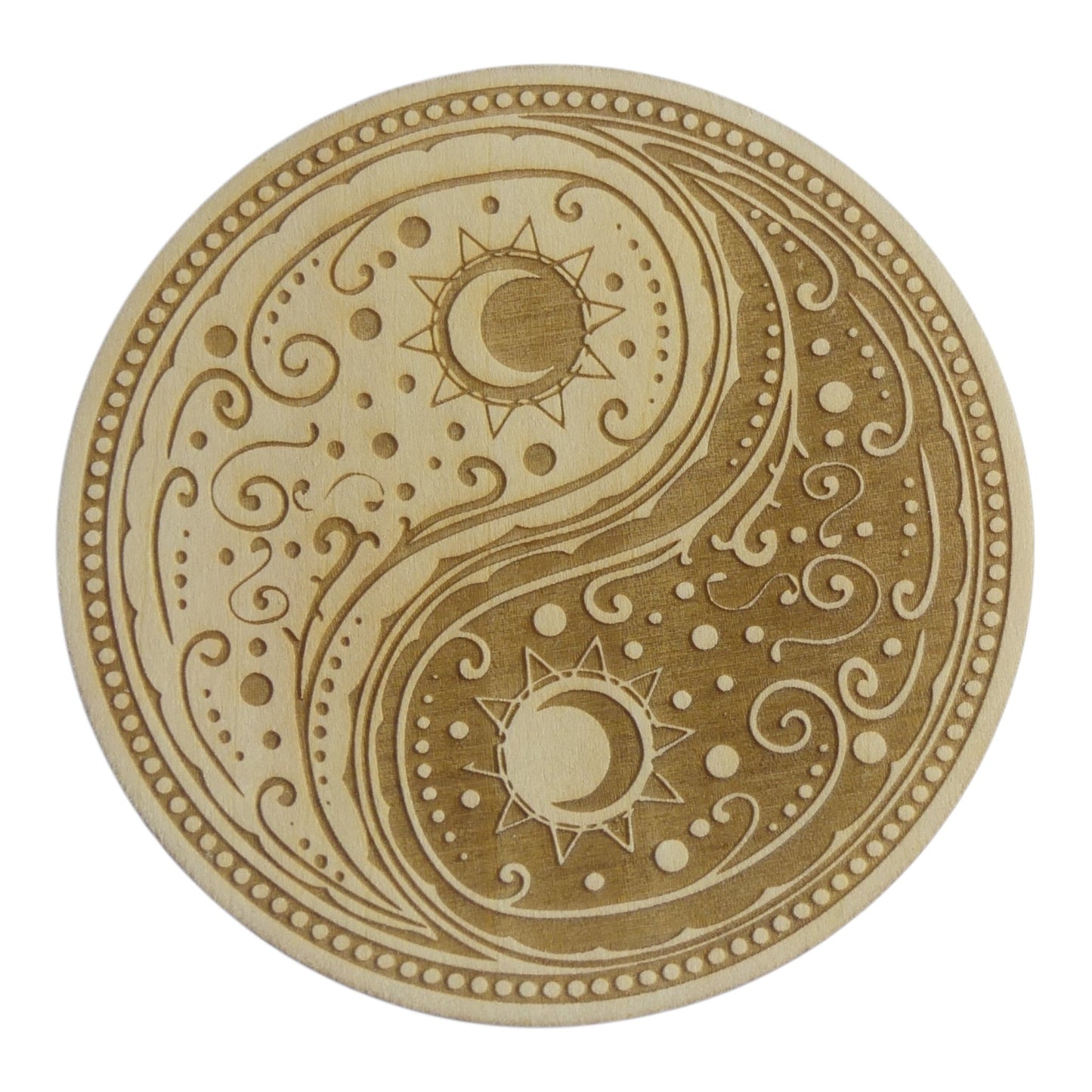 Yin Yang phase de la lune rechargement fleur de vie , ésotérisme , symbole sacrés, bien être lithothérapie fabrication francaise et artisanale en gravure et découpe laser