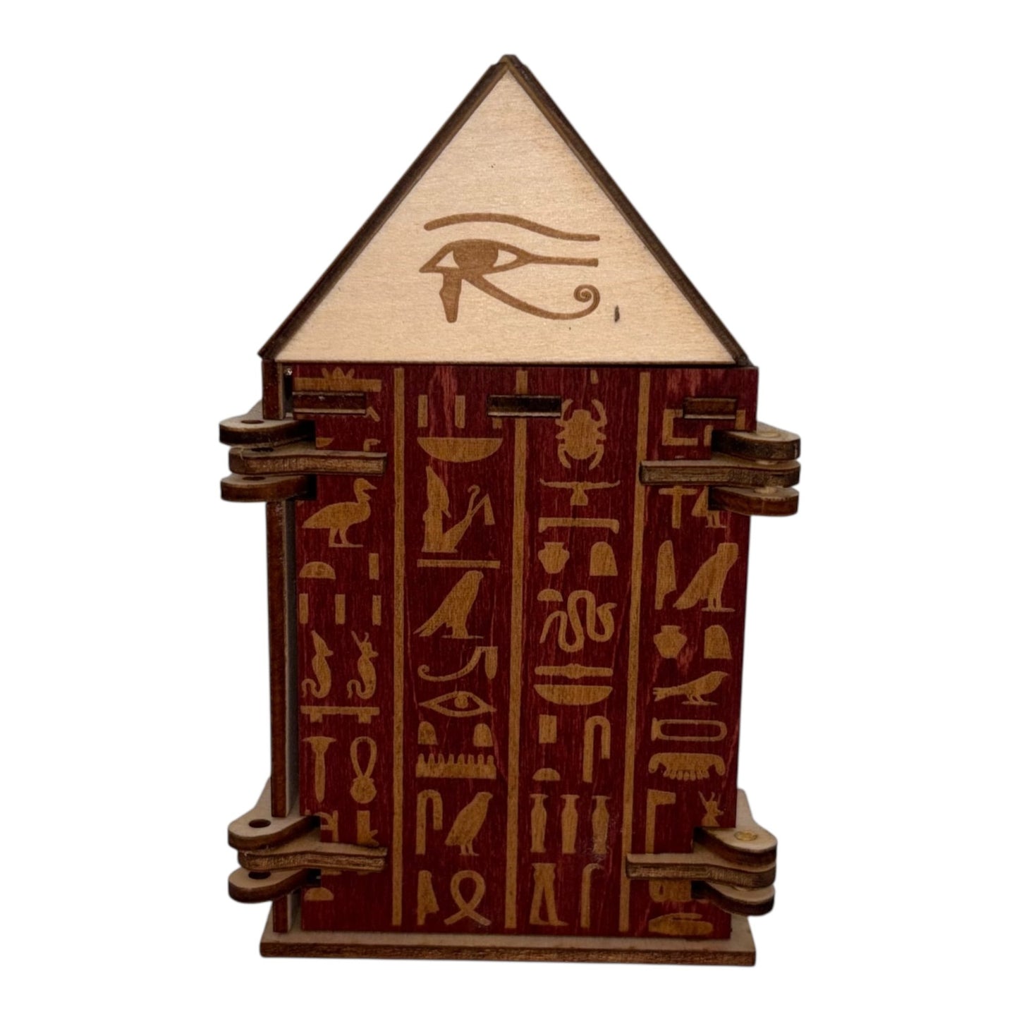 Boîtes bois artisanales, mécanismes obélisque et gravures décoratives.