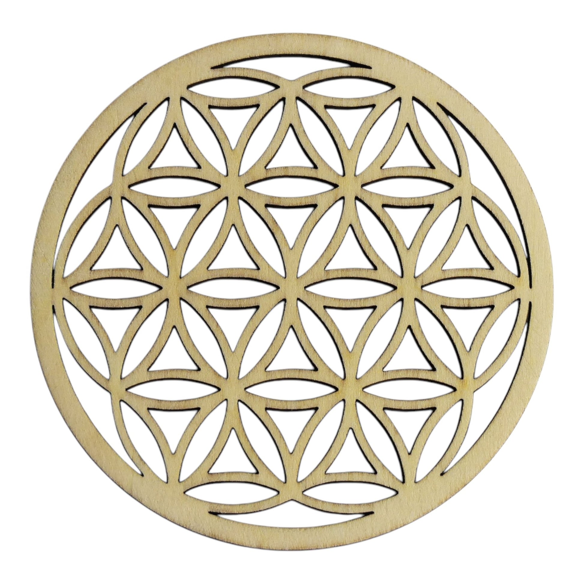 Fleur de vie creuse 2 pétale plaque de rechargement fleur de vie , ésotérisme , symbole sacrés, bien être lithothérapie fabrication francaise et artisanale  en gravure et découpe laser 