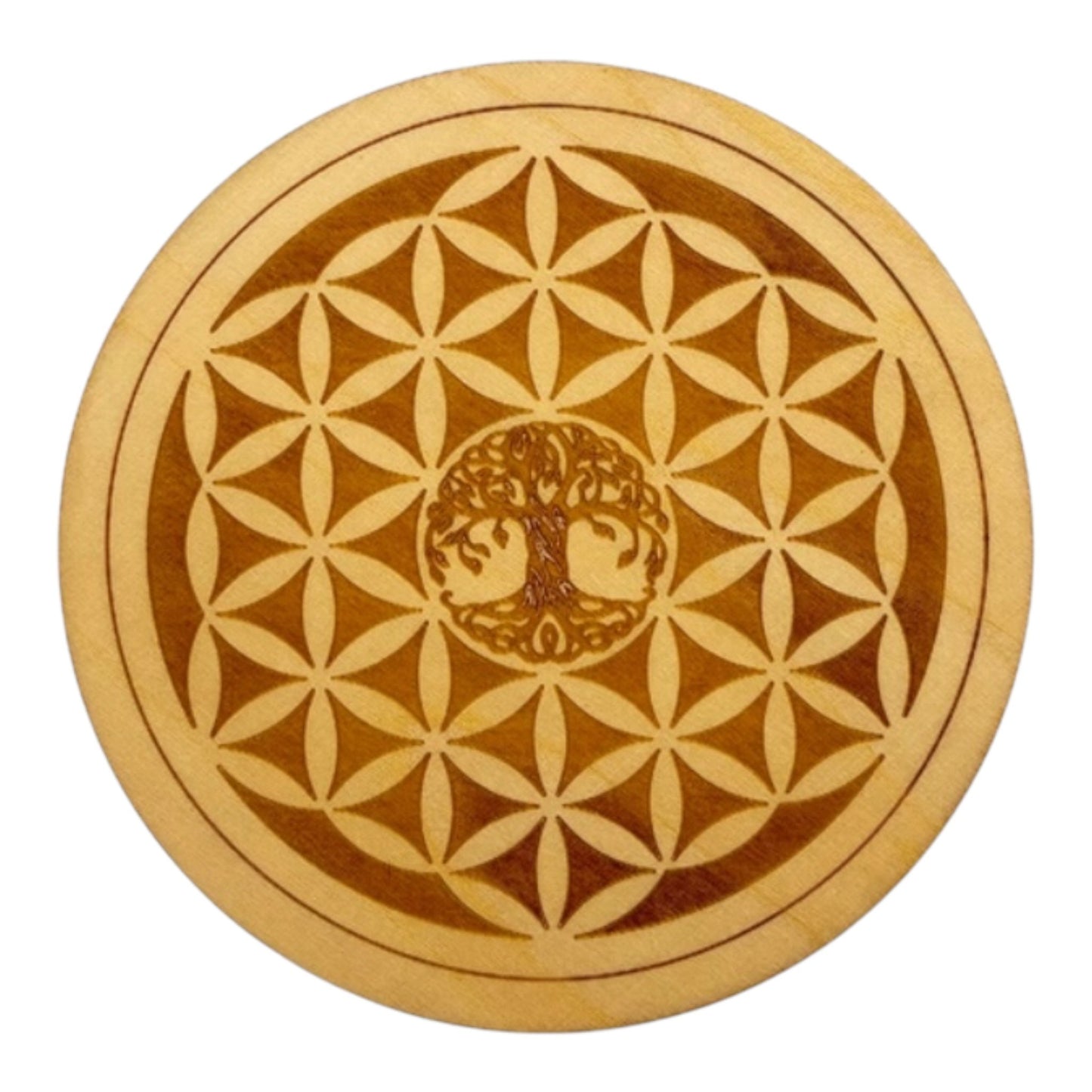 fleur de vie gravé arbre de vie rechargement fleur de vie , ésotérisme , symbole sacrés, bien être lithothérapie fabrication francaise et artisanale  en gravure et découpe laser 