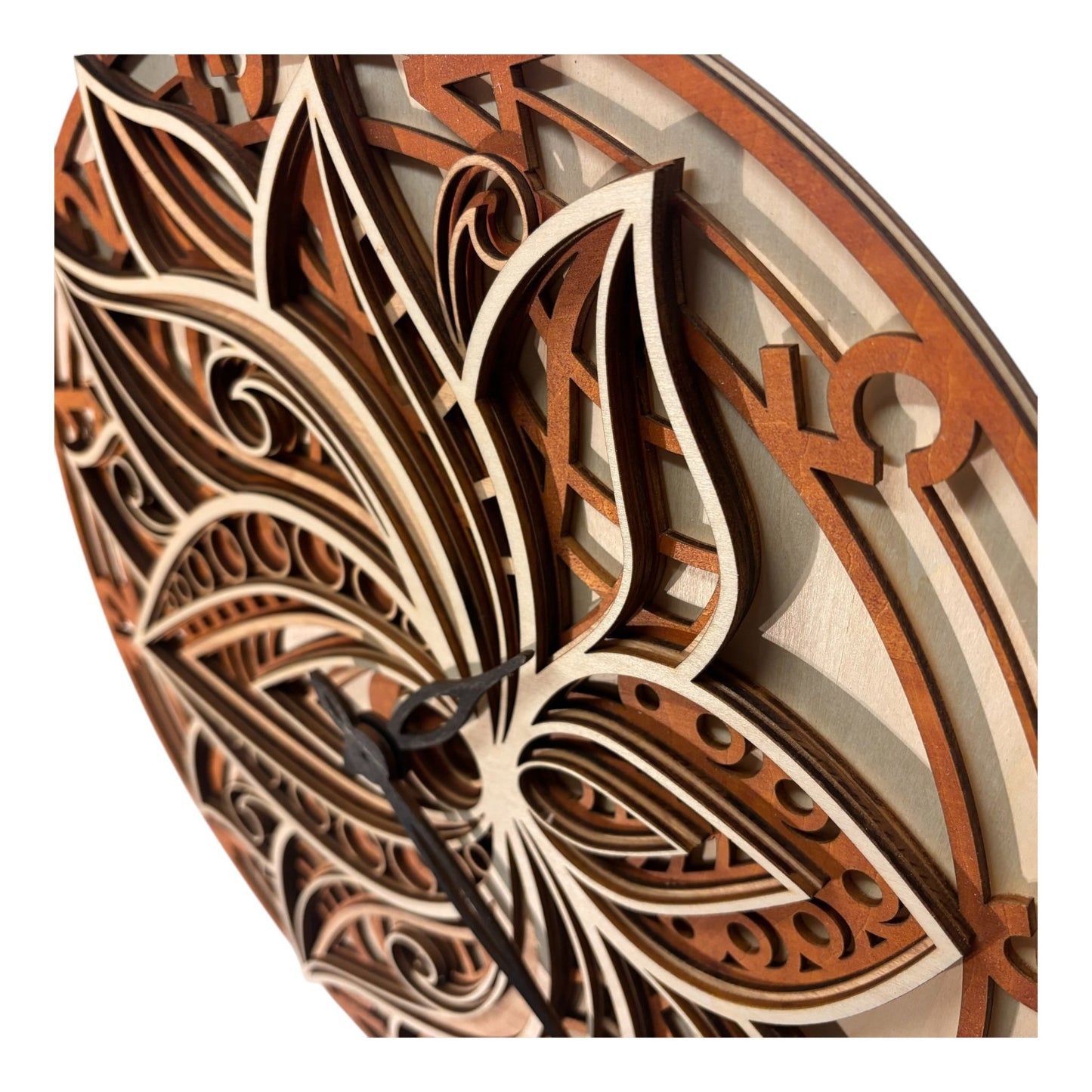 Horloge fleur de lotus , décoration d'intérieur naturelle , zen , bien être en découpe laser. Décoration murale en reliefs. Art du bois de fabrication francaise et artisanale 