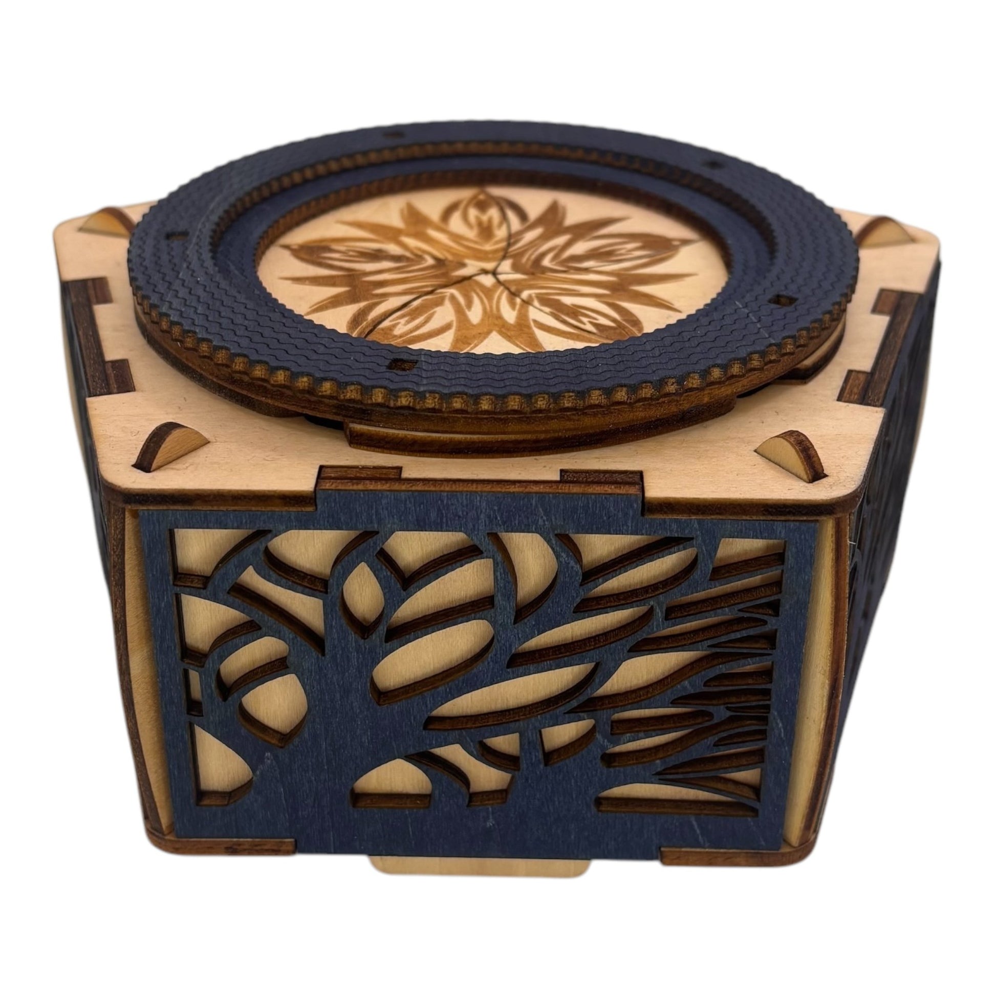 boite en bois mécanisme et engrenage sans casse tete pour bijoux secret tresors decoration intérieur en decoupe et gravure laser de fabriction francaise et artisanale