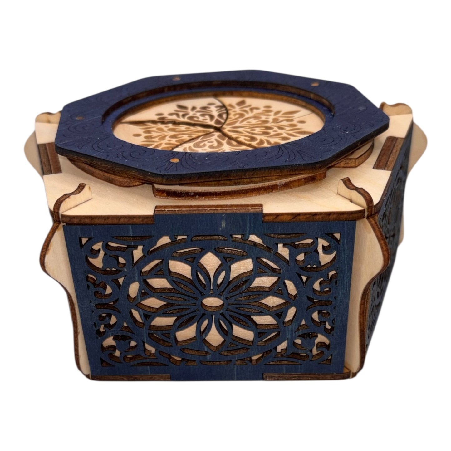 Boite en bois mécanisme avec engrenage par rotation sans casse tete décoration intérieur pour bijoux secrets trésor  fabrication artisanale et francaise en decoupe et gravure laser