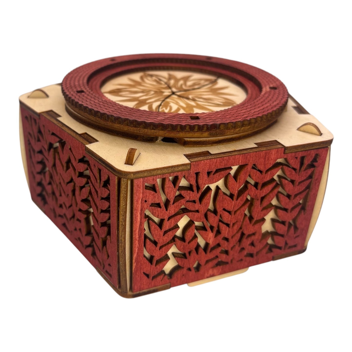 boite en bois avec mécanisme et engrenage sans casse tete , décoration intéreiur pour bijoux secrets trésors en gravure et decoupe laser de fabrication francaise et artisanale