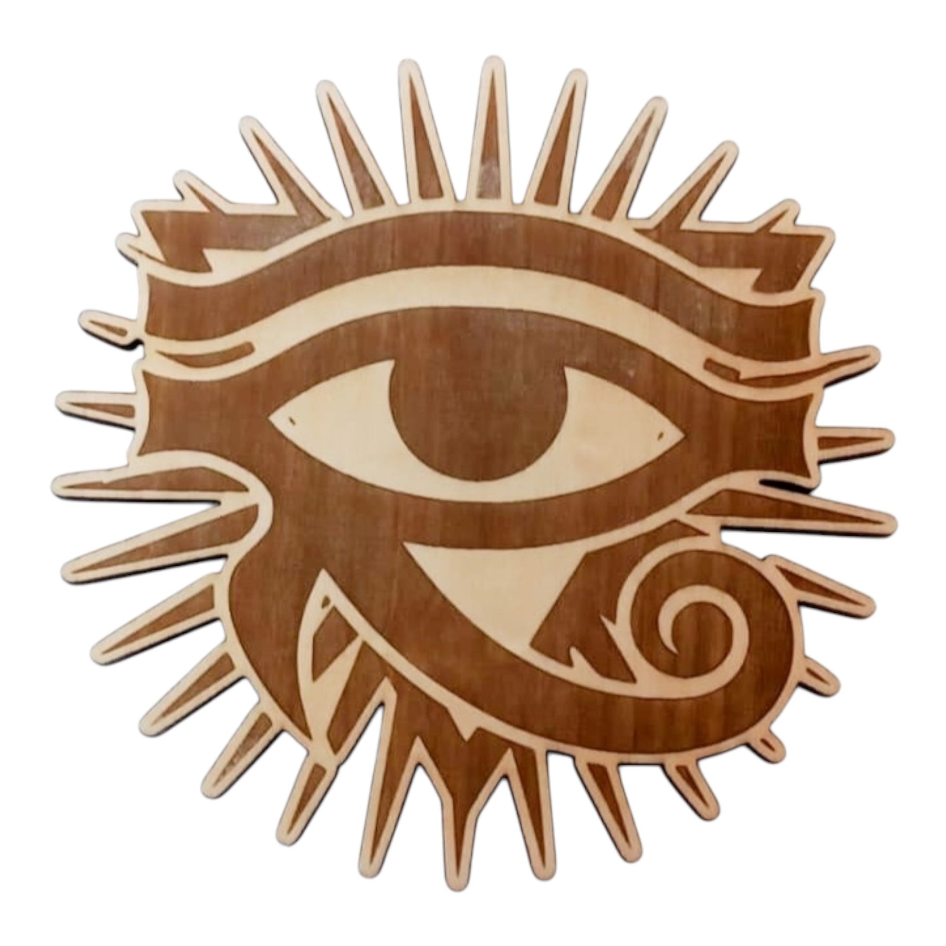 Plaque de rechargement oeil d'horus rechargement fleur de vie , ésotérisme , symbole sacrés, bien être lithothérapie fabrication francaise et artisanale  en gravure et découpe laser 