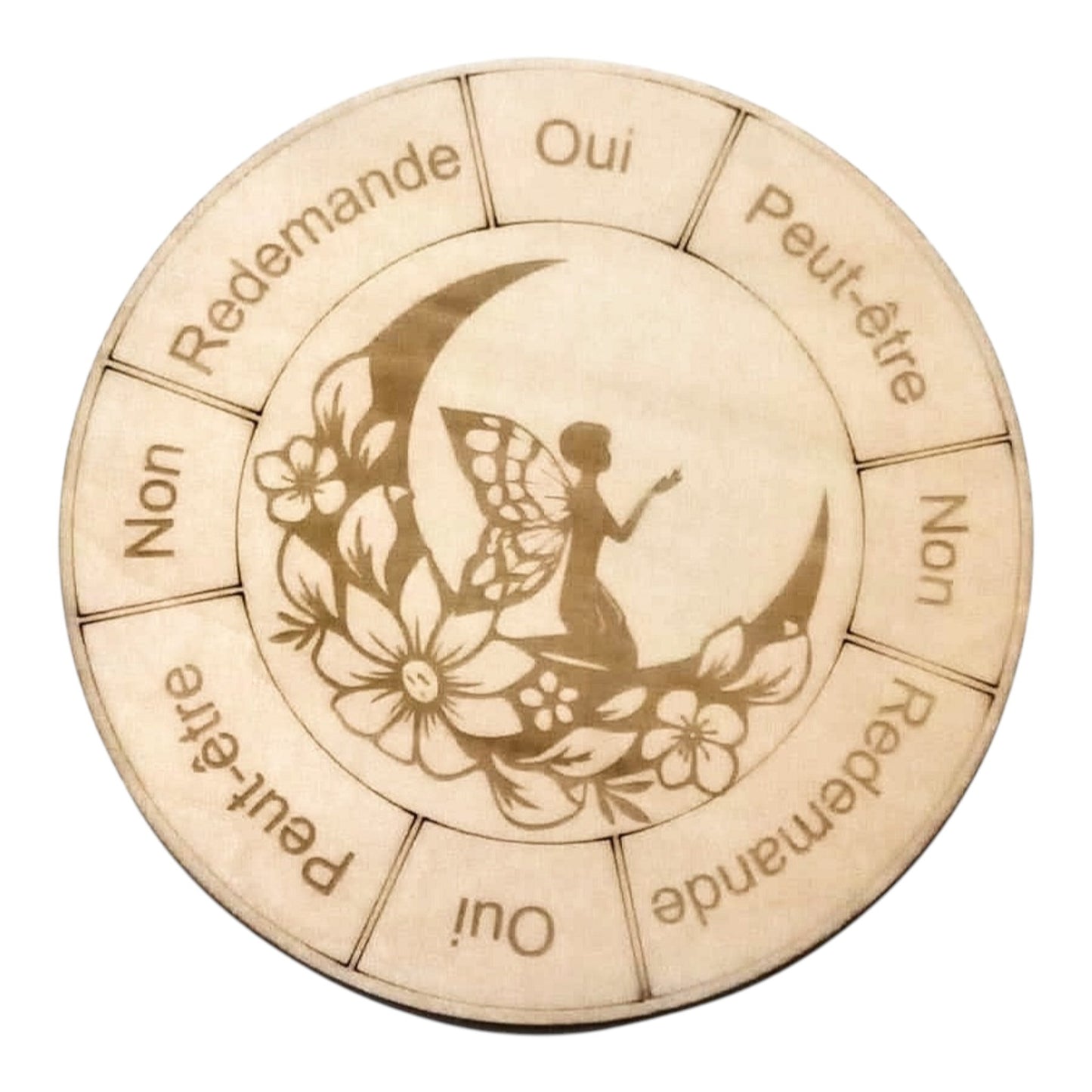 Planche à pendule Fée rechargement fleur de vie , ésotérisme , symbole sacrés, bien être lithothérapie fabrication francaise et artisanale  en gravure et découpe laser 