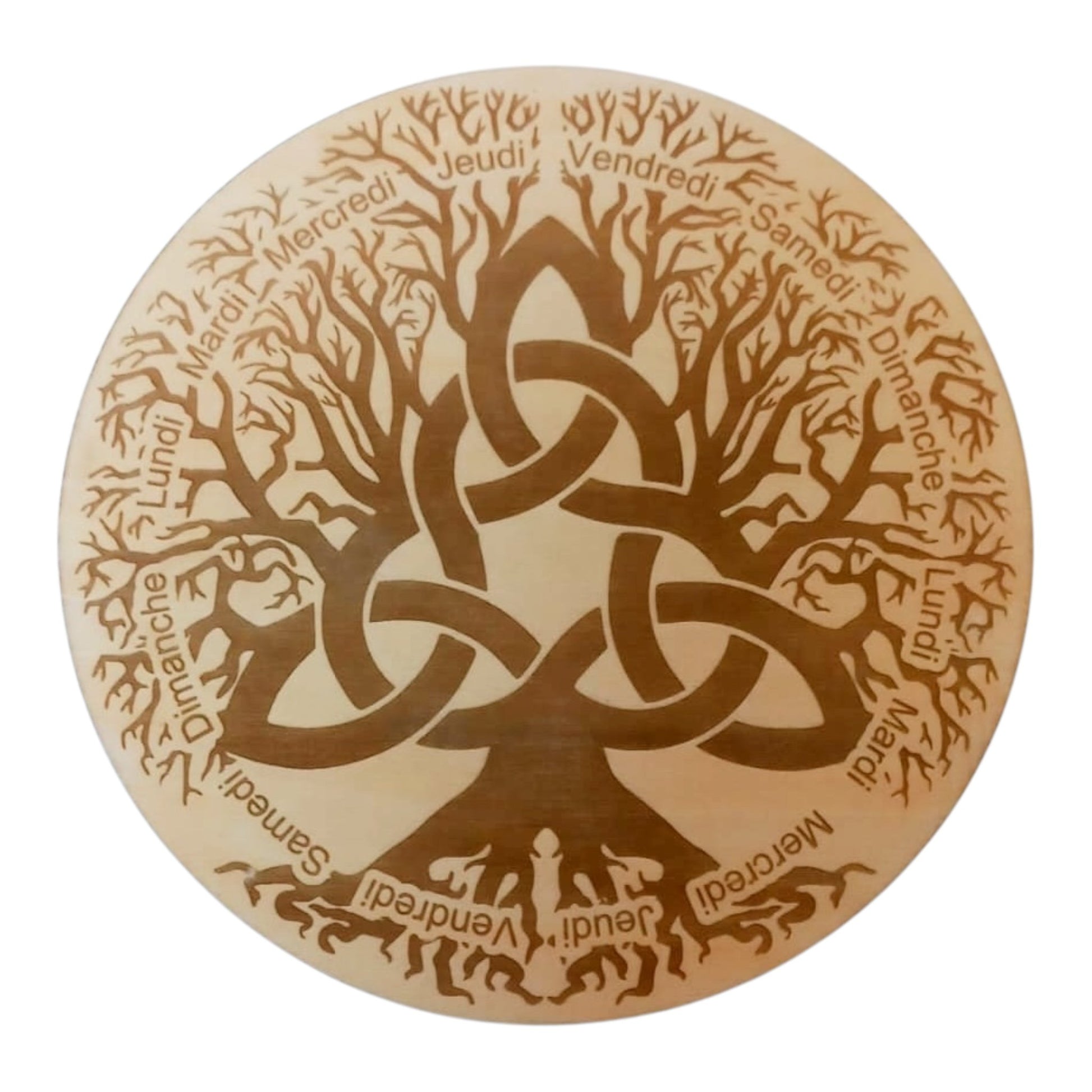 Planche à pendule arbre celtique rechargement fleur de vie , ésotérisme,  symbole sacrés bien être lithothérapie fabrication francaise et artisanale  en gravure et découpe laser 
