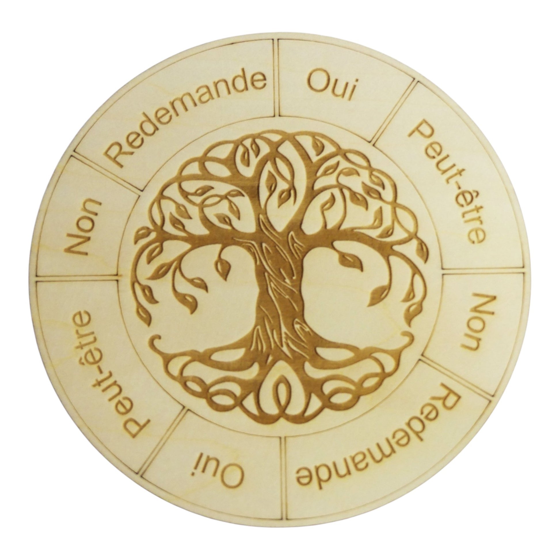 Planche a pendule arbre de vie rechargement fleur de vie , ésotérisme, bien être lithothérapie fabrication francaise et artisanale  en gravure et découpe laser 
