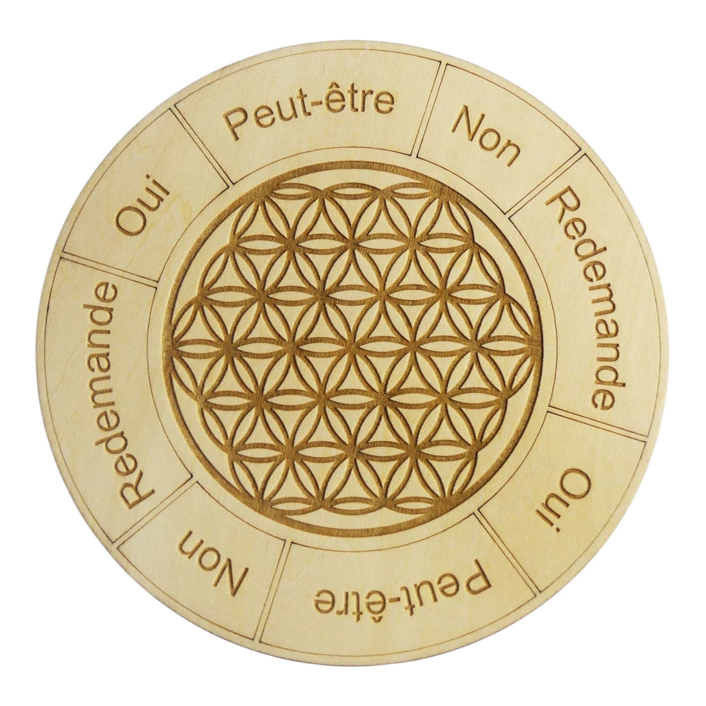 Plaque à pendules , rechargement fleur de vie , ésotérisme, bien être lithothérapie fabrication francaise et artisanale  en gravure et découpe laser 