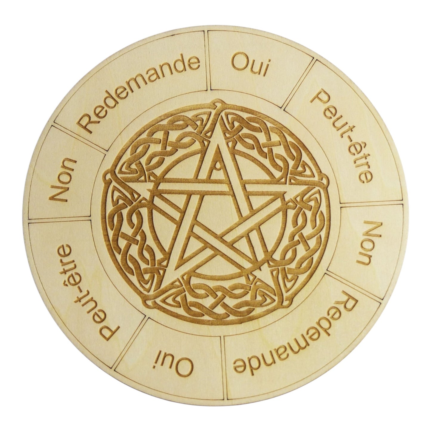 Planche à pendule pentacle rechargement fleur de vie , ésotérisme, bien être lithothérapie fabrication francaise et artisanale  en gravure et découpe laser 