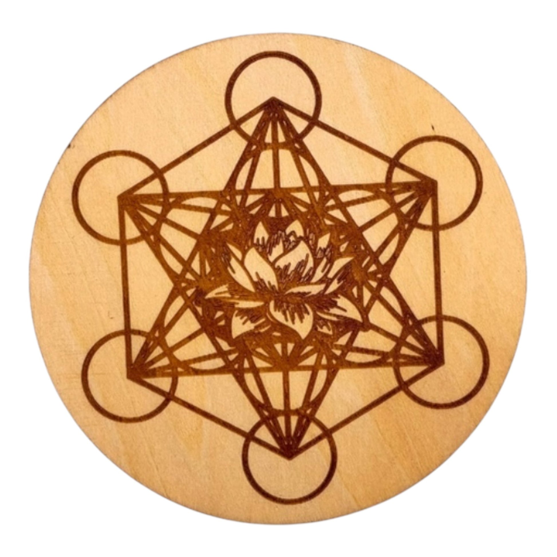 Plaque rechargement  Métatron  Fleur de Lotus fleur de vie , ésotérisme , symbole sacrés, bien être lithothérapie fabrication francaise et artisanale  en gravure et découpe laser 