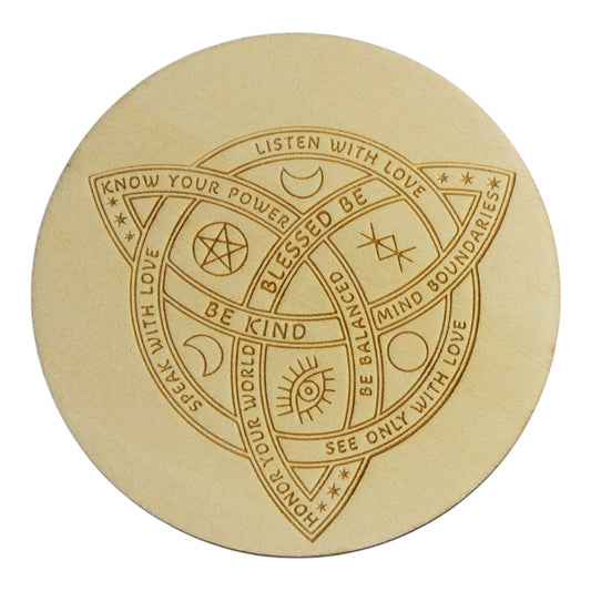 Plaque de rechargement Triqueta rechargement fleur de vie , ésotérisme , symbole sacrés, bien être lithothérapie fabrication francaise et artisanale  en gravure et découpe laser 