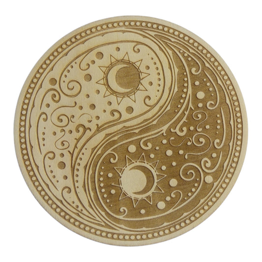 Yin Yang phase de la lune rechargement fleur de vie , ésotérisme , symbole sacrés, bien être lithothérapie fabrication francaise et artisanale  en gravure et découpe laser 