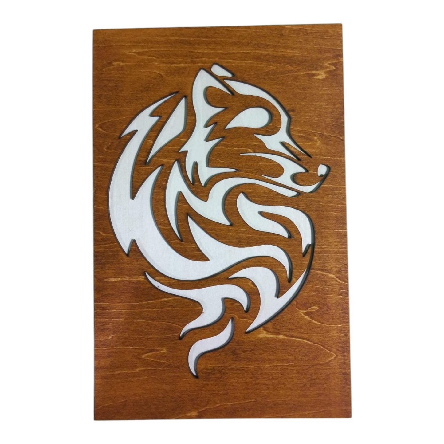 Tableau Renard en bois, décoration d'intérieur naturelle en découpe laser. Décoration murale en reliefs. Art du bois de fabrication francaise et artisanale 