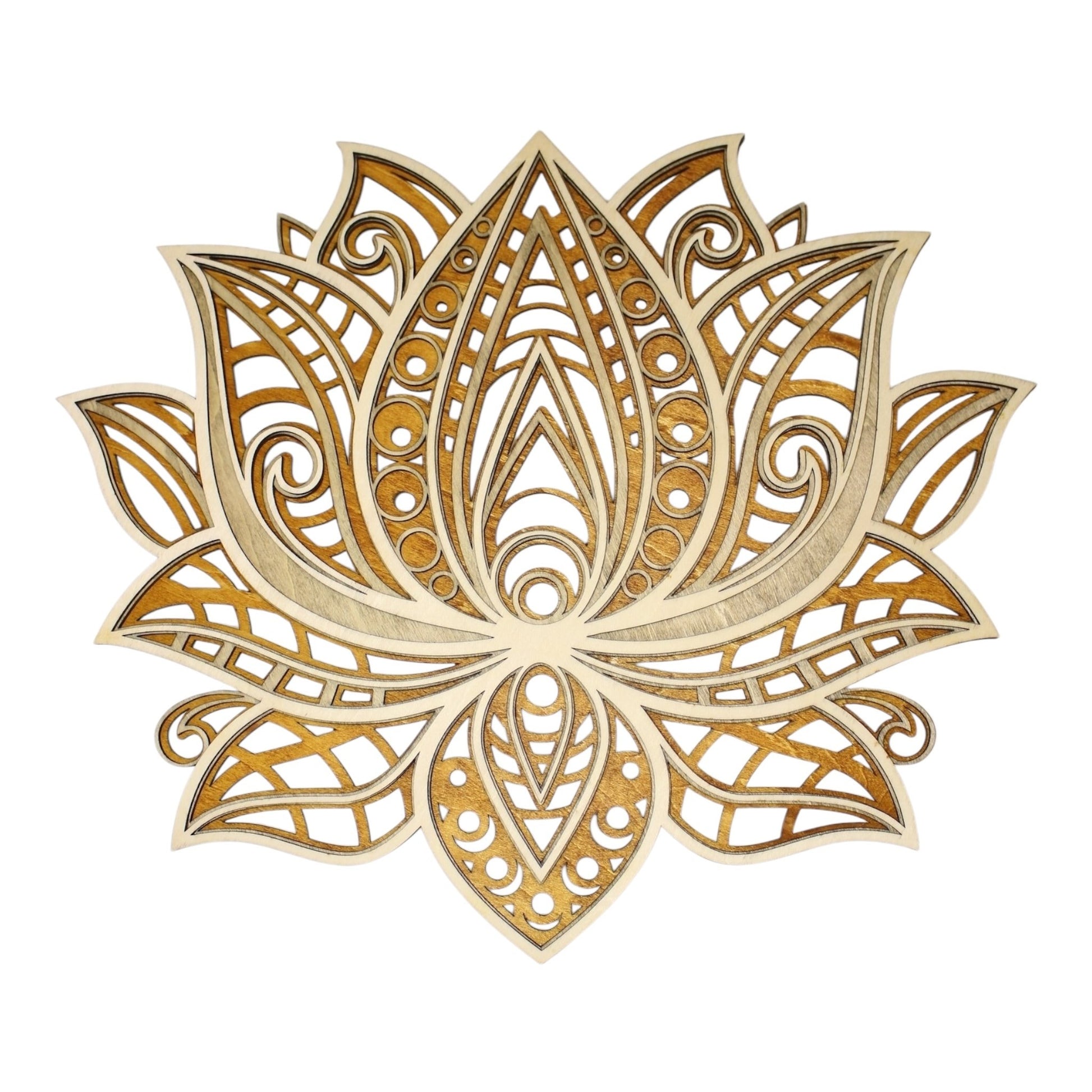 Tableaux  en bois Fleur de Lotus , décoration d'intérieur naturelle , inspiration zen  bien être en découpe laser. Décoration murale en reliefs. Art du bois de fabrication francaise et artisanale 
