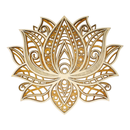 Tableaux  en bois Fleur de Lotus , décoration d'intérieur naturelle , inspiration zen  bien être en découpe laser. Décoration murale en reliefs. Art du bois de fabrication francaise et artisanale 