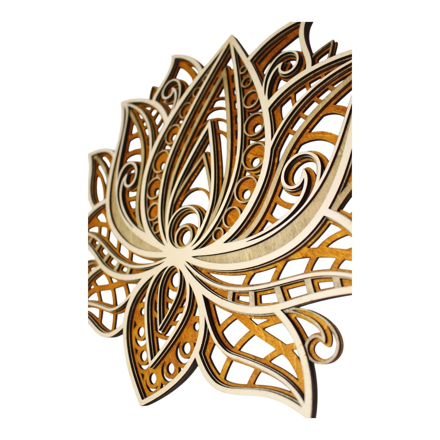 Tableaux  fleur de lotus en bois, décoration d'intérieur naturelle, zen bien être  en découpe laser. Décoration murale en reliefs. Art du bois de fabrication francaise et artisanale 