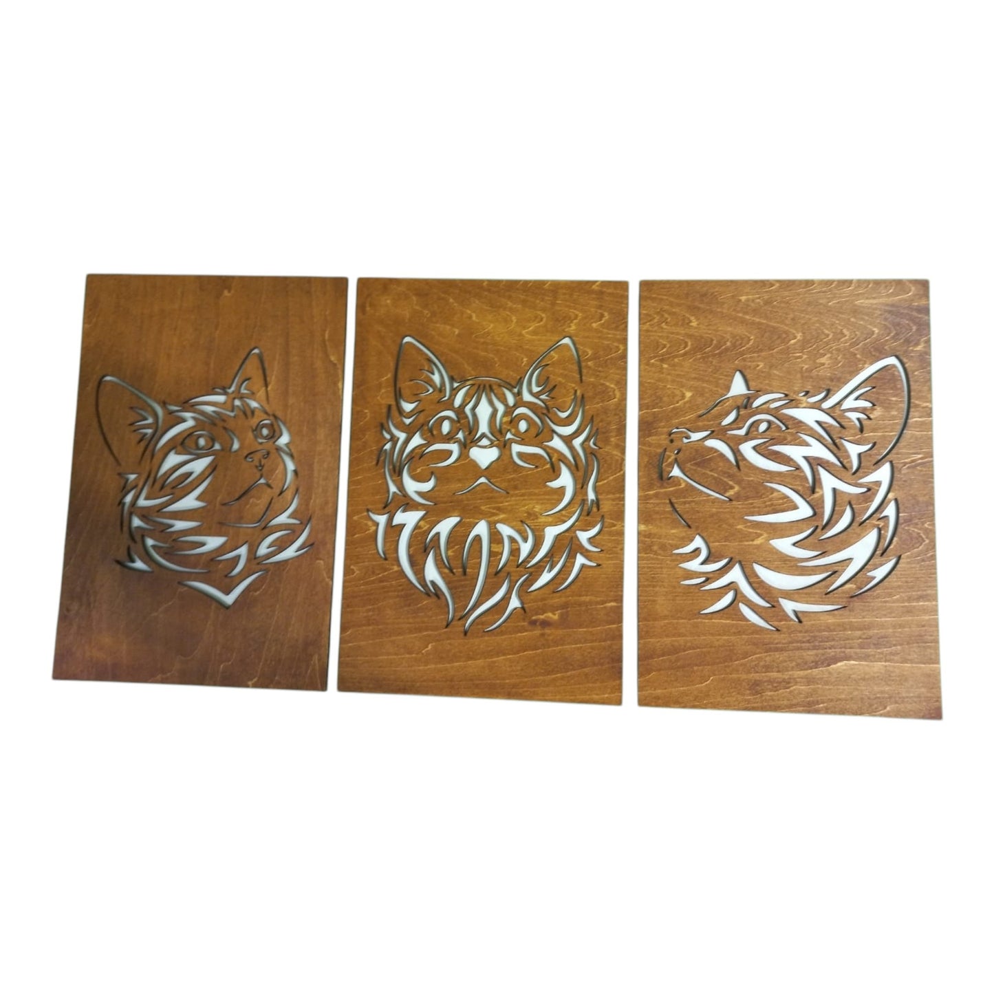 Tableaux  triptyque en bois, décoration d'intérieur naturelle en découpe laser. Décoration murale en reliefs. Art du bois de fabrication francaise et artisanale 