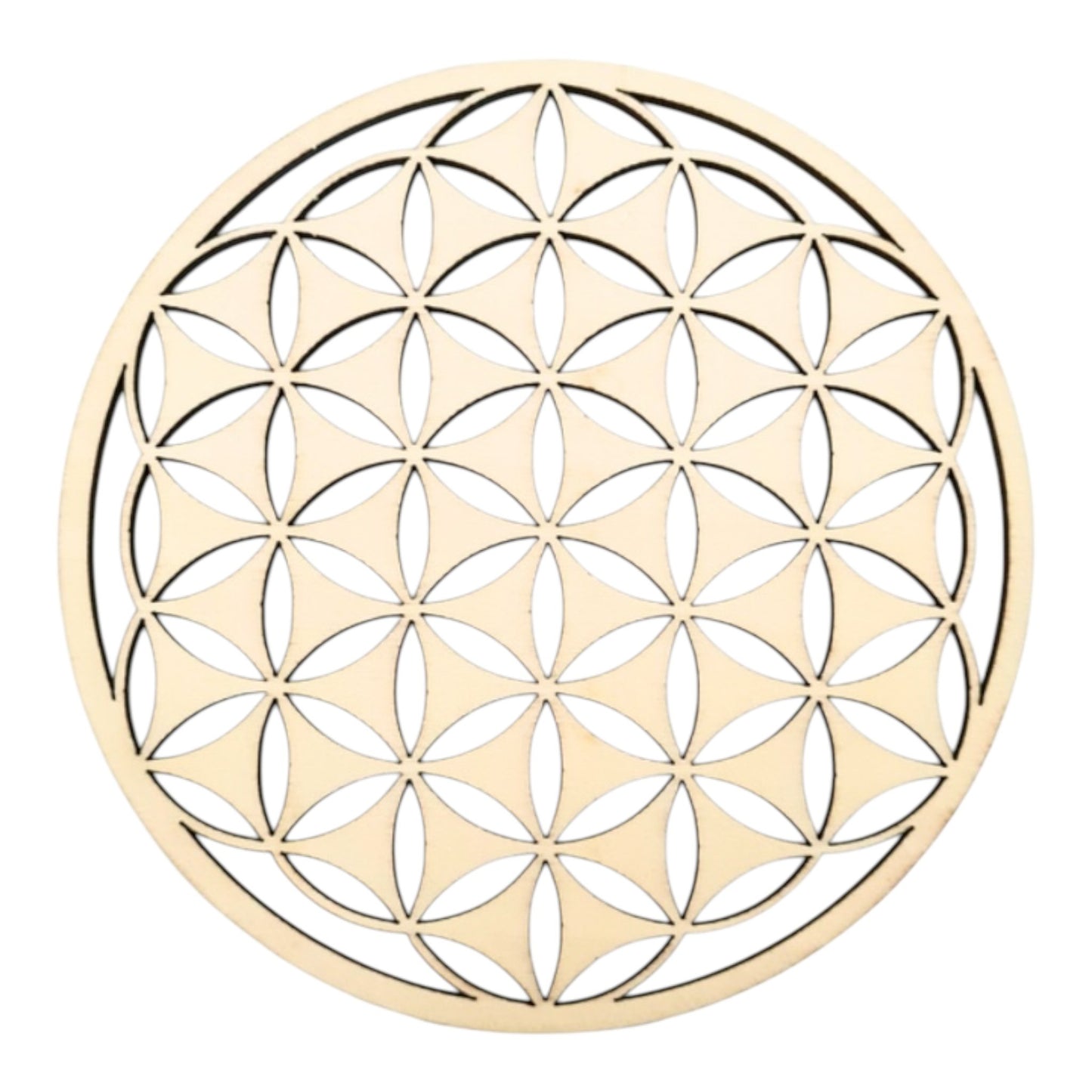 Fleur de vie creuse inversé plaque de rechargement fleur de vie , ésotérisme , symbole sacrés, bien être lithothérapie fabrication francaise et artisanale  en gravure et découpe laser 