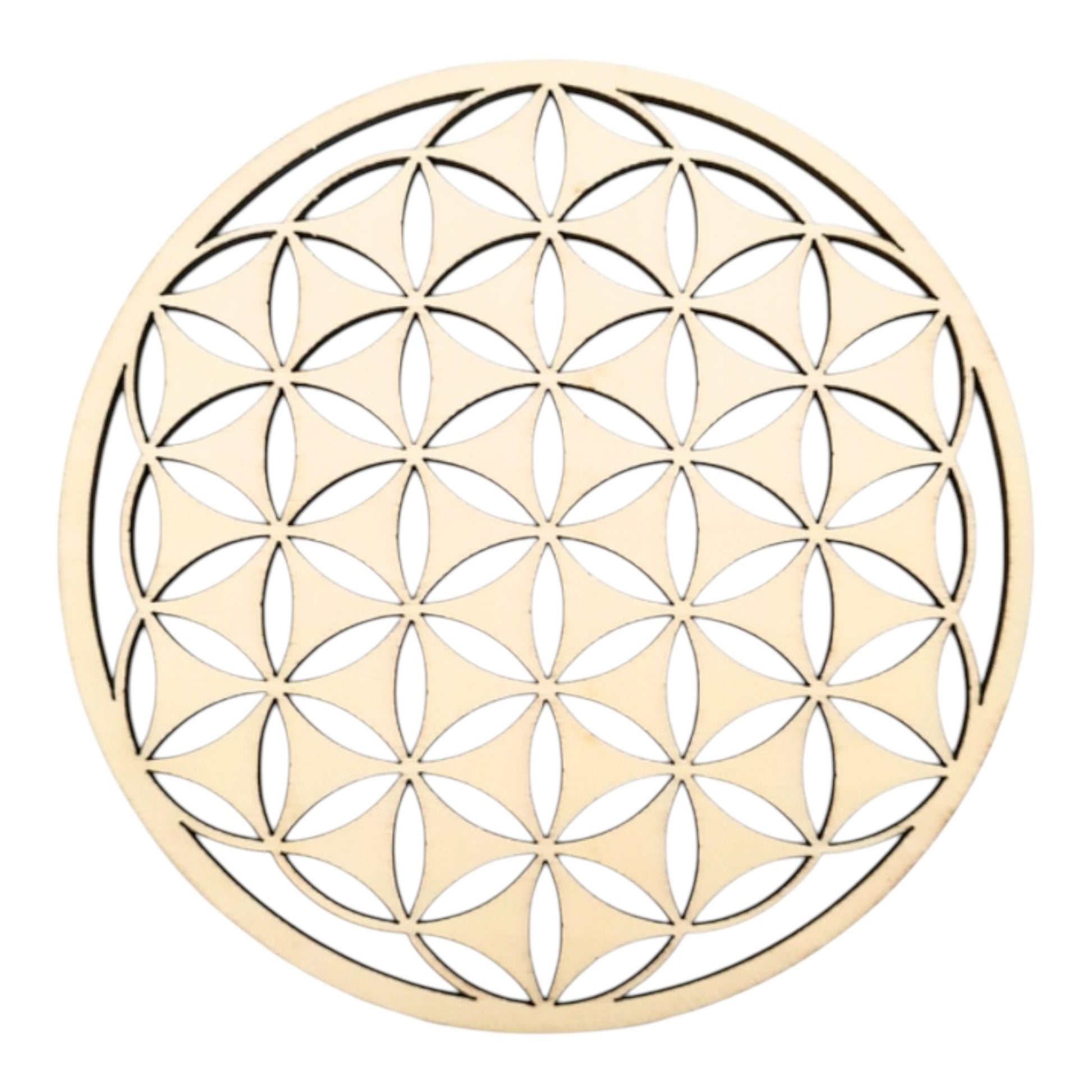 Fleur de vie creuse inversé plaque de rechargement fleur de vie , ésotérisme , symbole sacrés, bien être lithothérapie fabrication francaise et artisanale  en gravure et découpe laser 