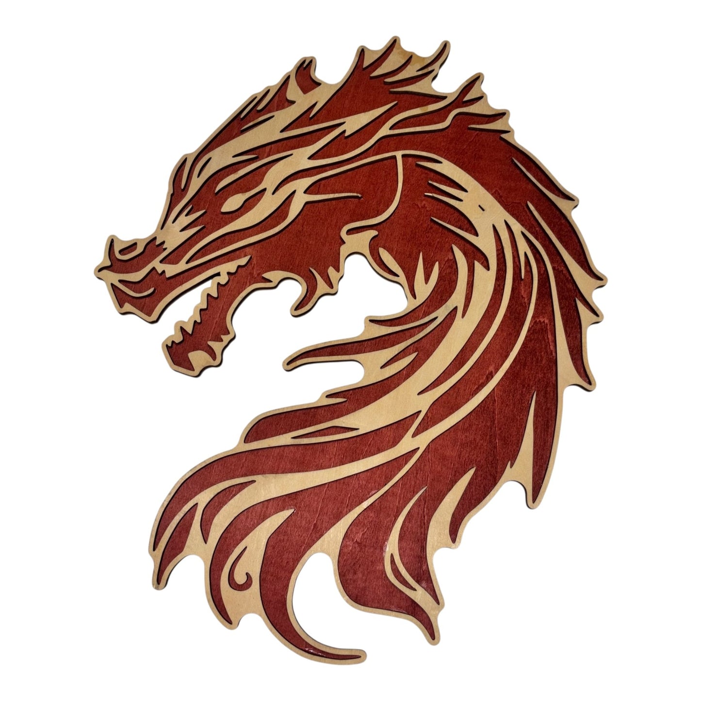 Tableau Dragon en bois — décoration murale en relief