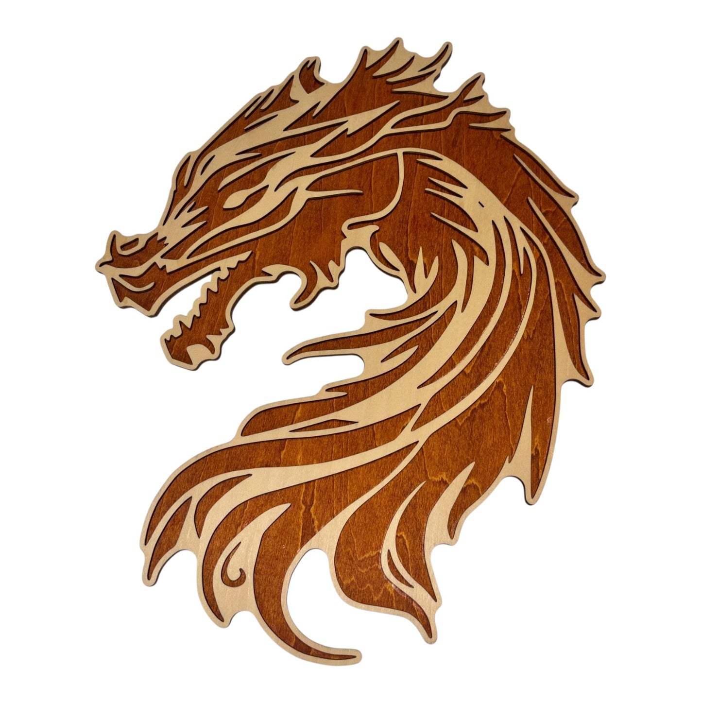 Tableau Dragon en bois — décoration murale en relief