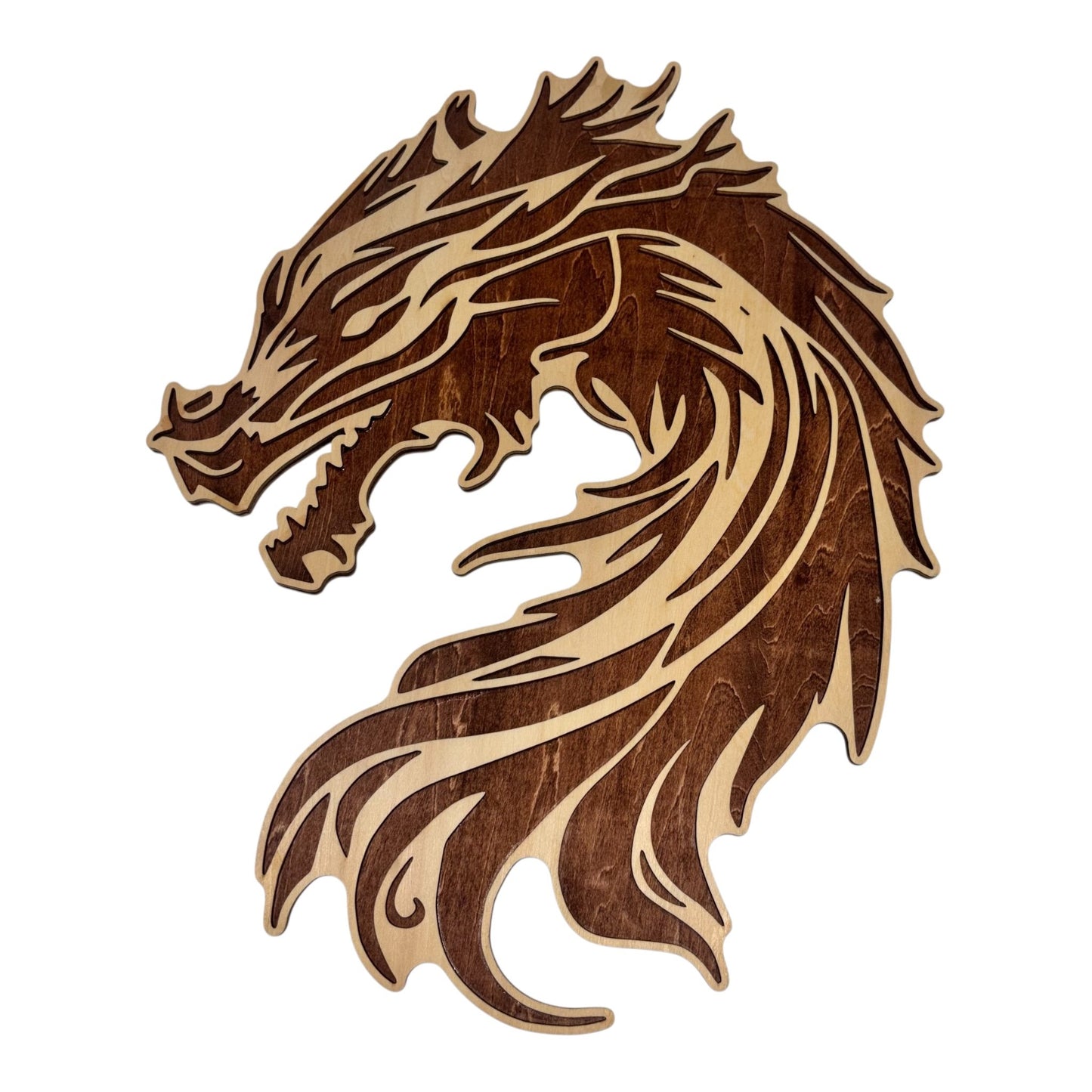 Tableau Dragon en bois — décoration murale en relief