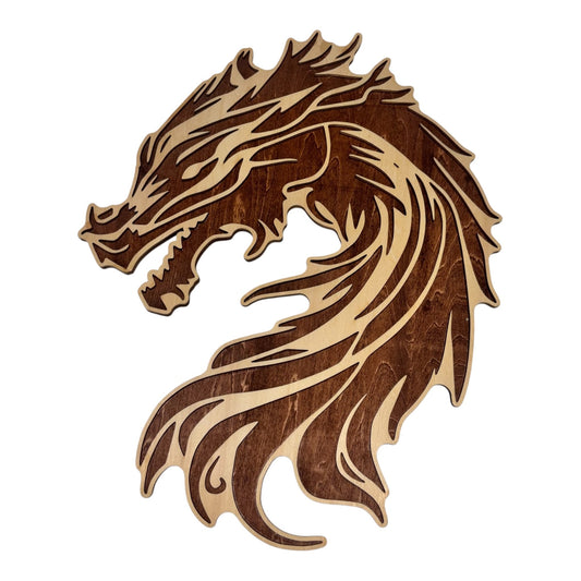Tableau Dragon en bois — décoration murale en relief