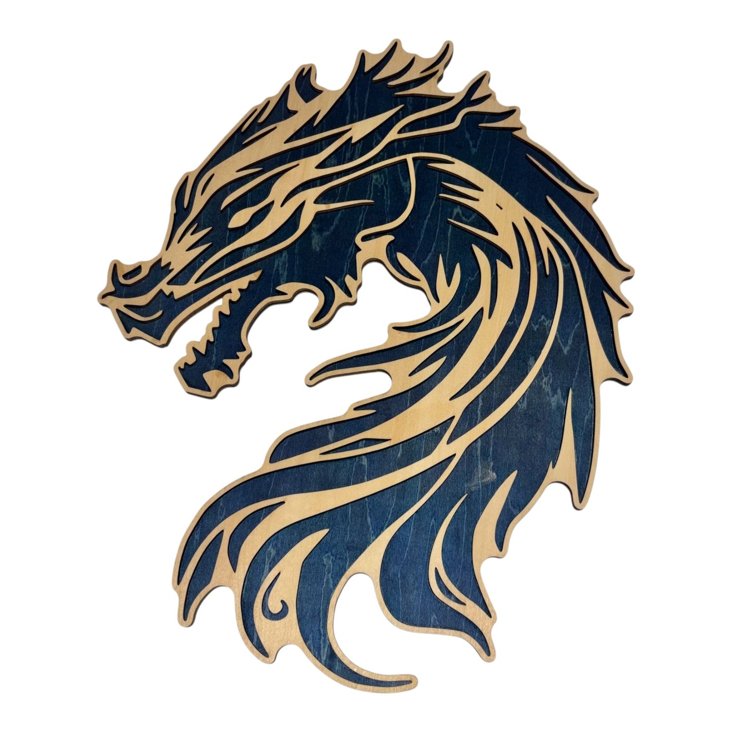 Tableau Dragon en bois — décoration murale en relief
