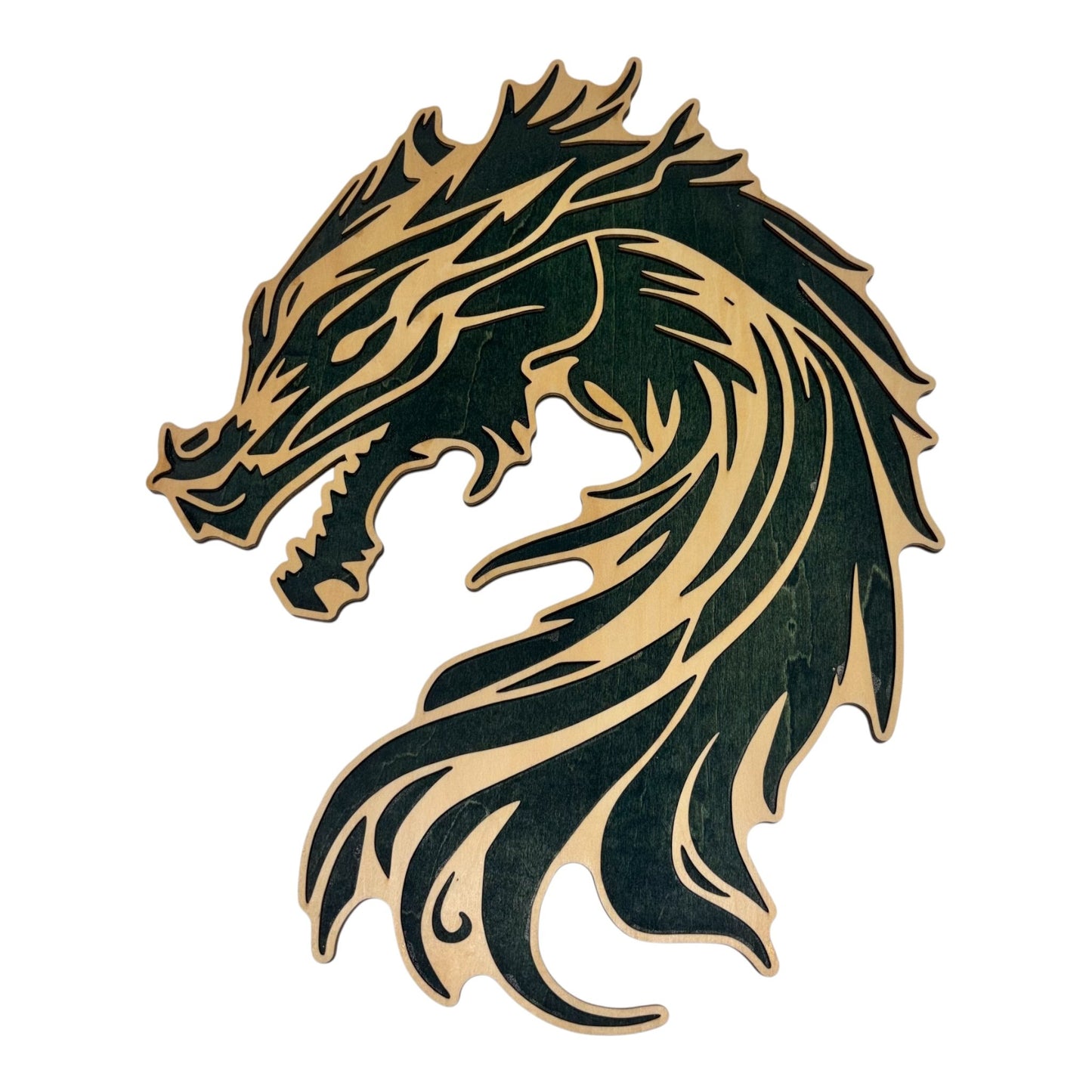 Tableau Dragon en bois — décoration murale en relief