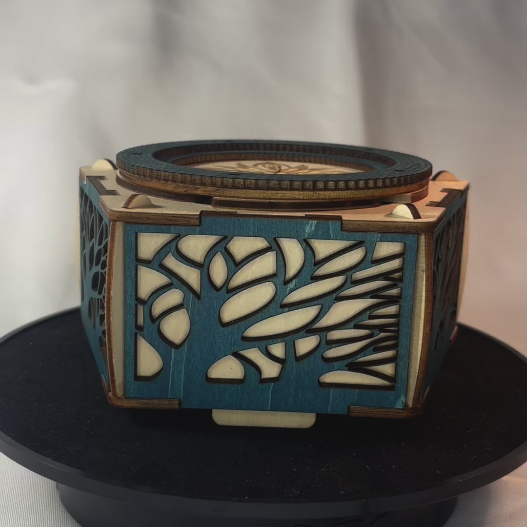 Boite Iris arbre , ouverture à mécanisme par rotation pas de casse tete décoration intérieur , boit bijoux secrets trésors 